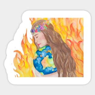 Emotional Mother Earth Cradles Burning Australia Sticker